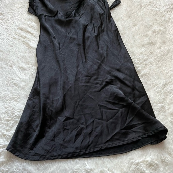 Motel Black Cowl Neck Satin Slip Mini Dress with Tie Back - Picture 7 of 12